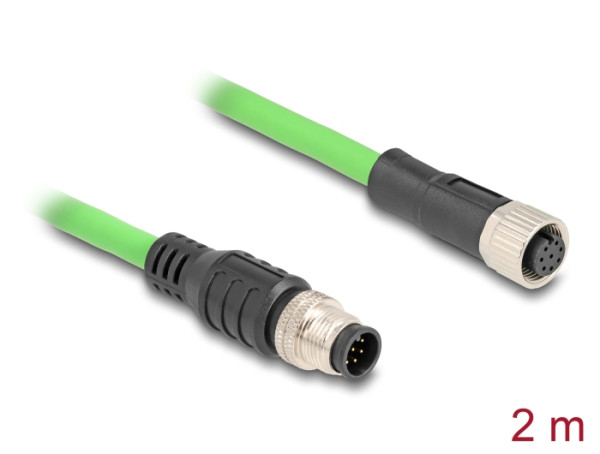 DeLOCK M12 Kabel A-kodiert 8 Pin Stecker zu Buchse PUR TPU 2 m (80402)