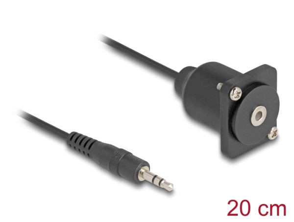 DeLOCK D-Typ Kabel 3,5 mm 3 Pin Klinkenstecker zu Buchse schwarz 20 cm (88150)