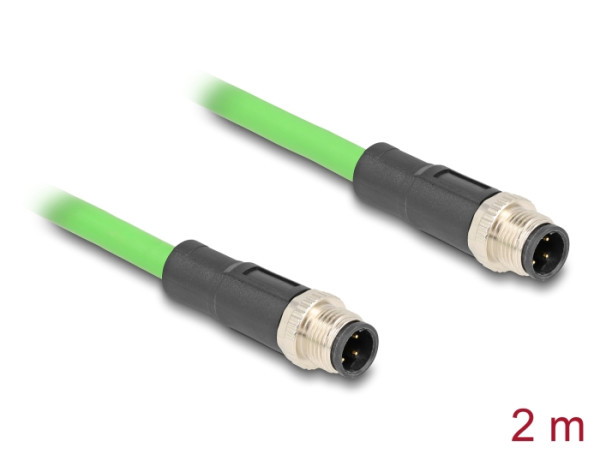 DeLOCK M12 Kabel D-kodiert 4 Pin Stecker zu Stecker PUR TPU 2 m (80417)