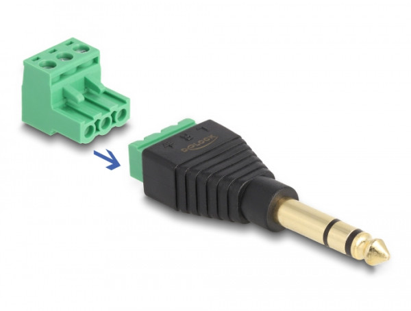 DeLOCK 65460 Kabeladapter 6.35mm 3 pin Terminal Block Schwarz (65460)