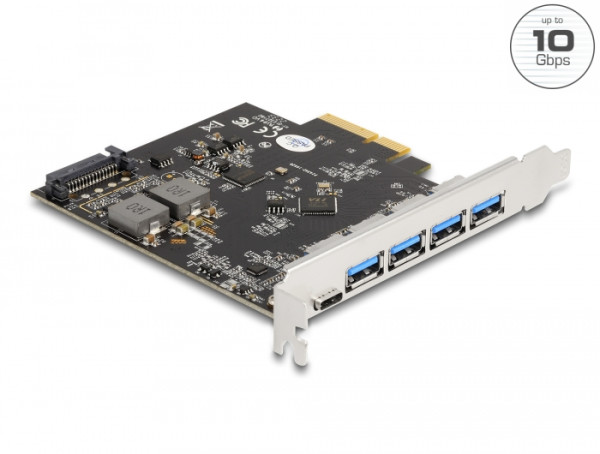 DeLOCK PCI Express x4 Karte zu 1 x USB Type-C + 4 x USB Typ-A - SuperSpeed USB 10 Gbps (89026)