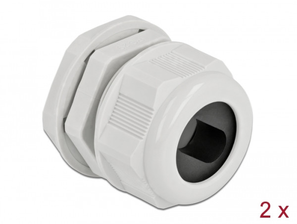 DeLOCK Kabelverschraubung PG29 für Flachkabel grau 2 Stück (60390)