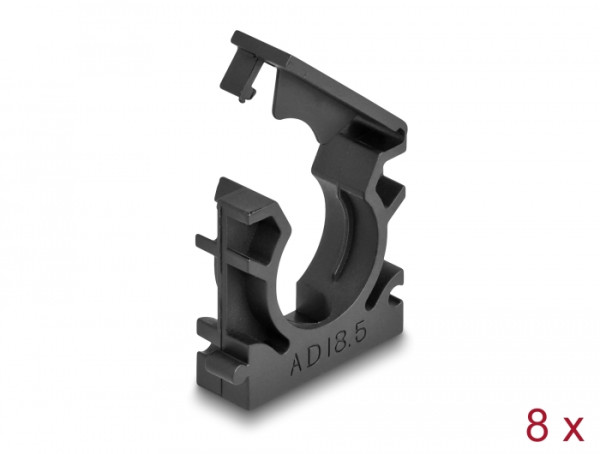 DeLOCK Kabelschlauchhalter mit Verschlussclip 18,5 mm 8 Stück schwarz (60484)