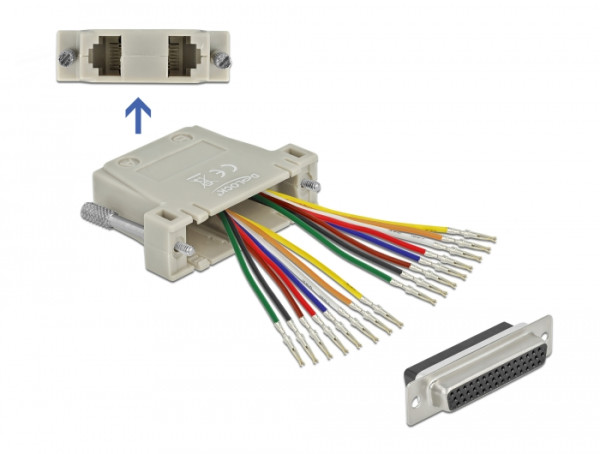 DeLOCK D-Sub HD 44 Pin Crimp Buchse zu 2 x RJ45 Buchse mit Montagesatz beige (66836)