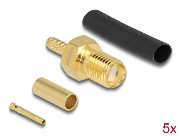 DeLOCK SMA Buchse zum Crimpen RG-174 / RG-316 mit passendem Schrumpfschlauch (90037)