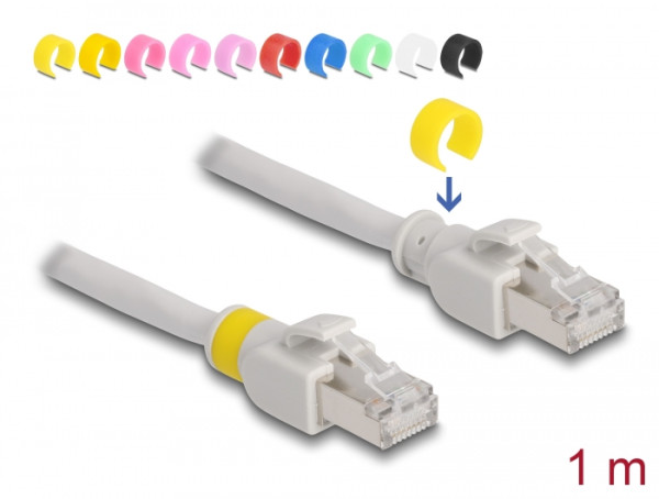 DeLOCK Netzwerkkabel RJ45 Cat.6A S/FTP mit farbigen Clips 1 m (80118)