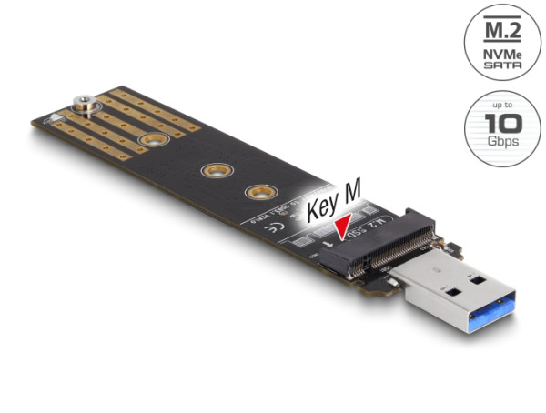 DeLOCK Combo Konverter für M.2 NVMe PCIe oder SATA SSD mit USB 3.2 Gen 2 (64197)