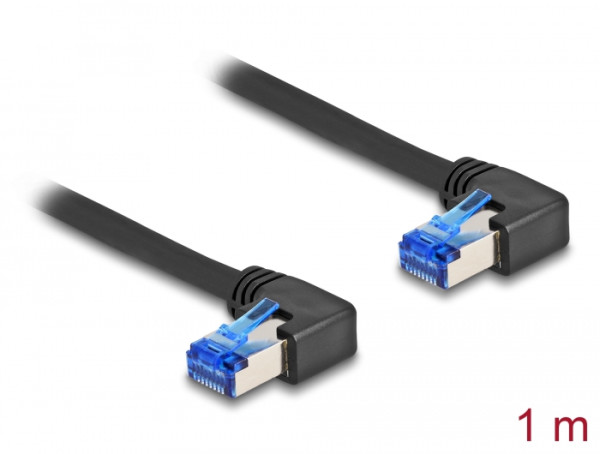 DeLOCK RJ45 Netzwerkkabel Cat.6A S/FTP rechts gewinkelt 1 m schwarz (80214)