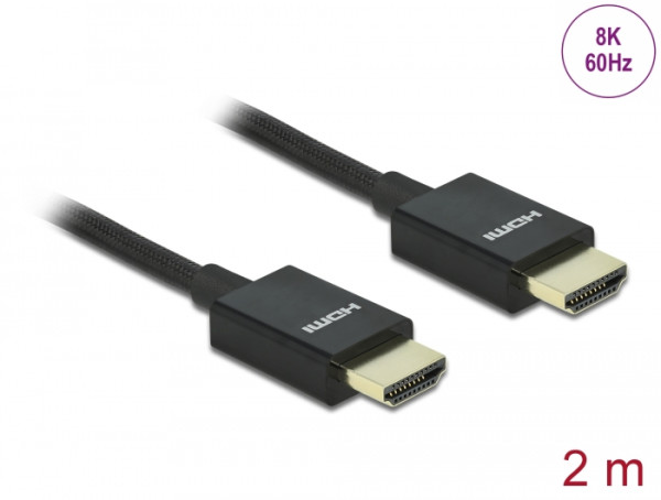 DeLOCK Koaxiales High Speed HDMI Kabel 48 Gbps 8K 60 Hz schwarz 2 m (85385)