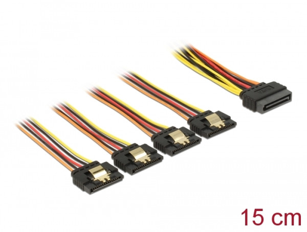DeLOCK 60156 SATA-Kabel 0,15 m SATA 15-Pin 4 x SATA 15-Pin Mehrfarbig (60156)