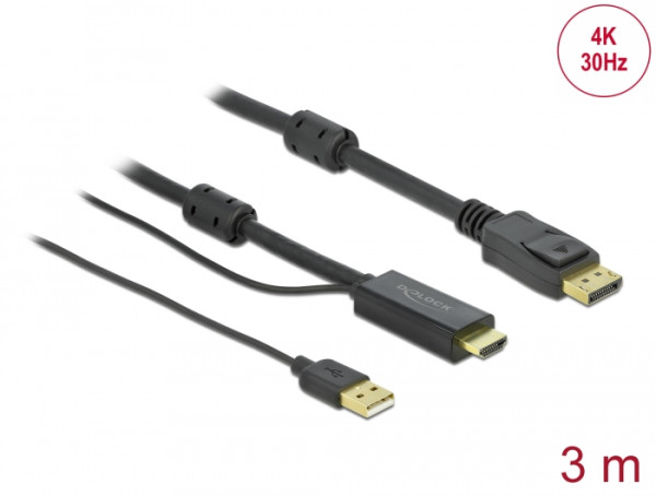 DeLOCK HDMI zu DisplayPort Kabel 4K 30 Hz 3 m (85965)