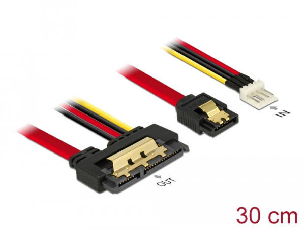 DeLOCK 85232 SATA-Kabel 0,3 m SATA 7-pin + Molex 4-pin SATA 22-pin Schwarz (85232)