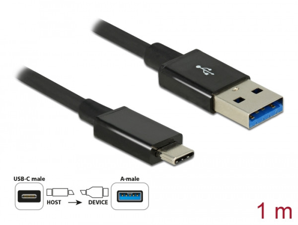 DeLOCK 1m USB 3.1 Gen 2 Type-C/Type-A USB Kabel USB 3.2 Gen 2 3.1 Gen 2 USB A USB C Schwarz (83983)
