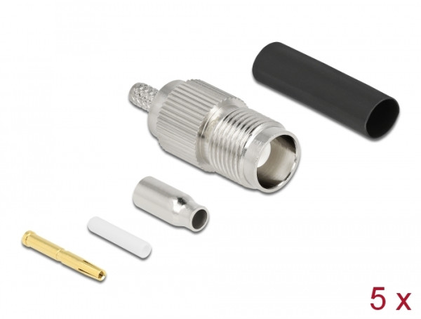 DeLOCK TNC Buchse zum Crimpen RG-174 / RG-316 mit passendem Schrumpfschlauch (90016)