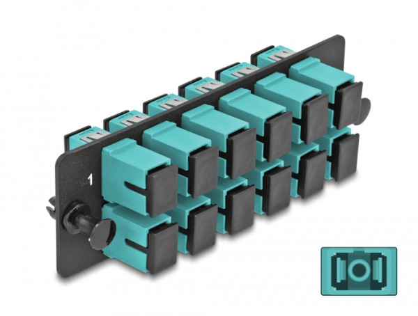 DeLOCK LWL Adapter Panel SC Simplex OM4 12 Port aqua (66928)