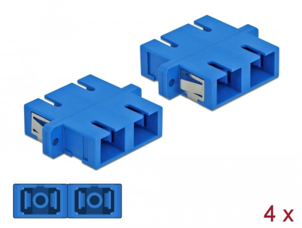 DeLOCK LWL Kupplung SC Duplex Buchse zu SC Duplex Buchse Singlemode 4 Stück blau (85991)