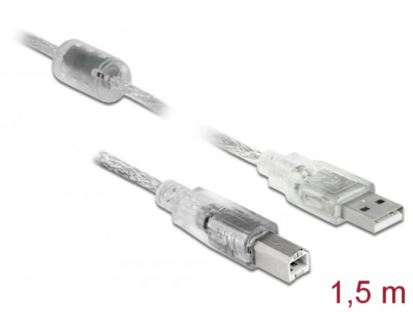 DeLOCK 83893 USB Kabel USB 2.0 1,5 m USB A USB B Durchscheinend (83893)