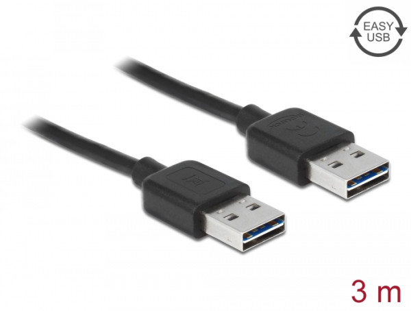 DeLOCK 3m USB 2.0 A USB Kabel USB A Schwarz (83462)