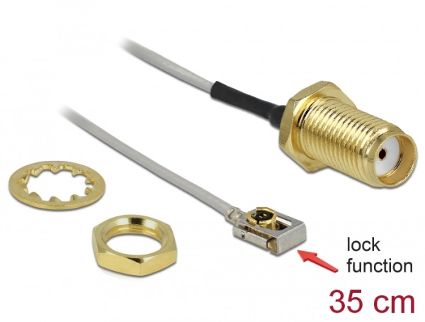 DeLOCK 89932 Koaxialkabel Koaxial 0,35 m SMA MHF I LK Schwarz, Grau (89932)