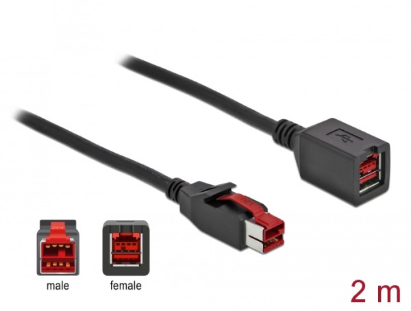 DeLOCK PoweredUSB Verlängerungskabel 24 V 2 m (85986)