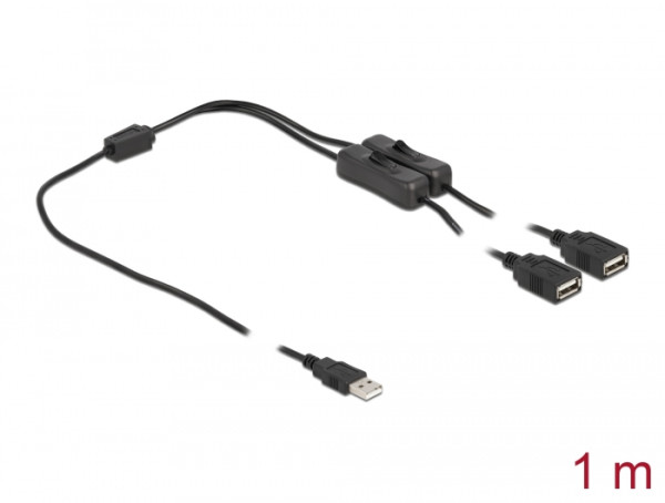 DeLOCK Kabel USB Typ-A Stecker zu 2 x USB Typ-A Buchse mit Schalter 1 m (86803)