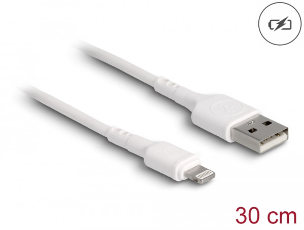 DeLOCK USB Ladekabel für iPhone, iPad, iPod weiß 30 cm (87866)