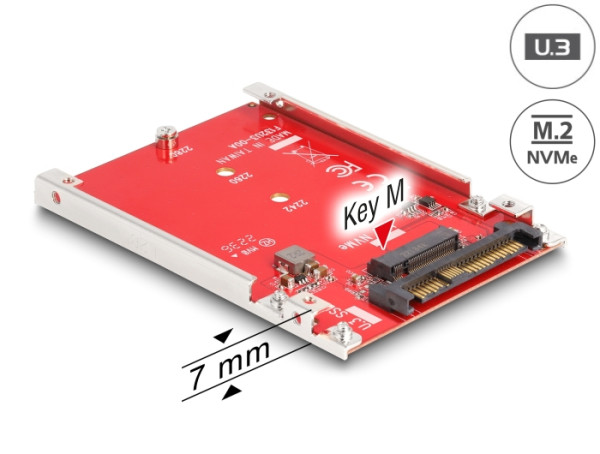 DeLOCK 2.5″ Konverter U.3 SFF-8639 zu M.2 NVMe Key M - 7 mm (64228)