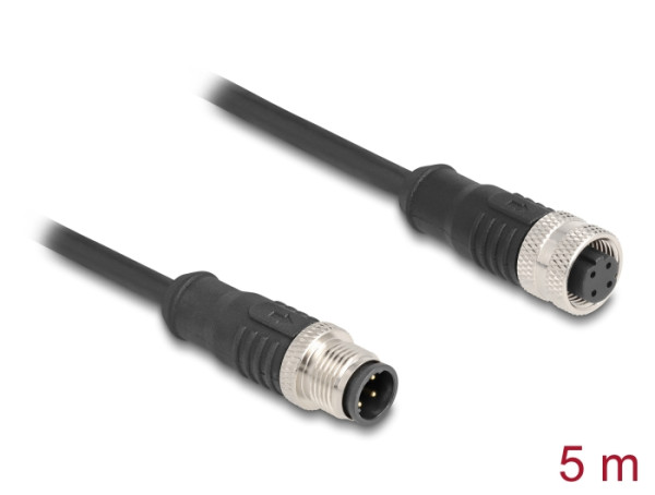 DeLOCK M12 Kabel D-kodiert 4 Pin Stecker zu Buchse PVC 5 m (80846)