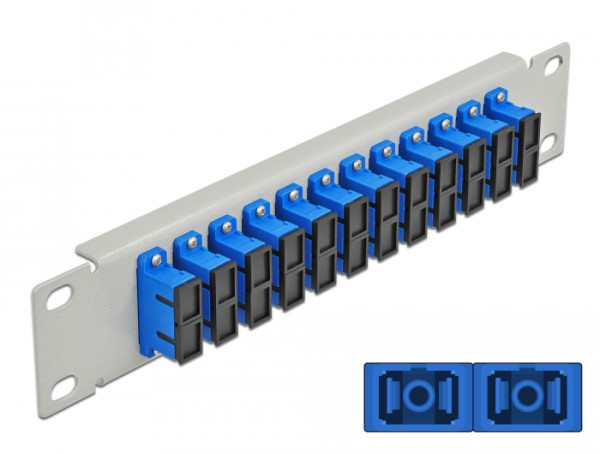 DeLOCK 10″ LWL Patchpanel 12 Port SC Duplex blau 1 HE grau (66791)