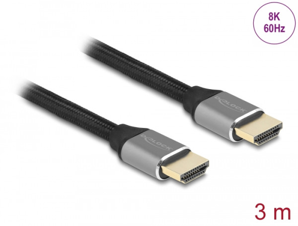 DeLOCK Ultra High Speed HDMI Kabel 48 Gbps 8K 60 Hz grau 3 m zertifiziert (83997)