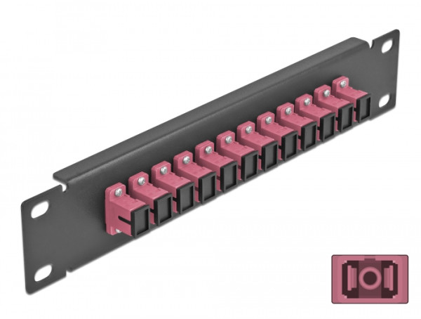 DeLOCK 10″ LWL Patchpanel 12 Port SC Simplex violett 1 HE schwarz (66764)