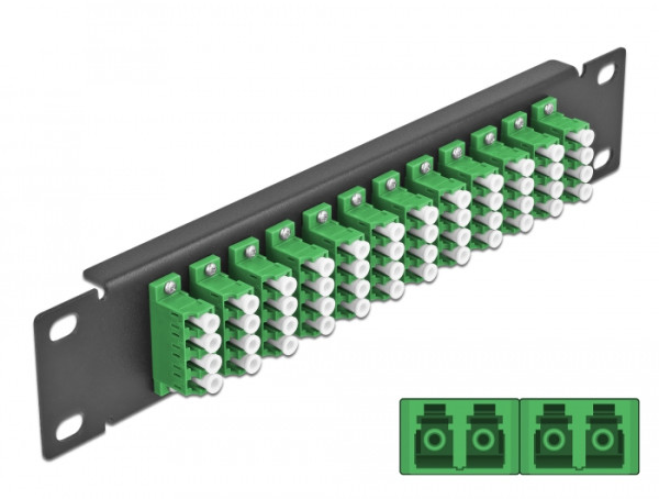 DeLOCK 10″ LWL Patchpanel 12 Port LC Quad grün 1 HE schwarz (66777)