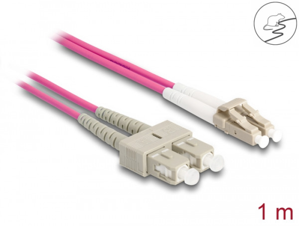 DeLOCK LWL Kabel mit Metallarmierung LC Duplex zu SC Duplex Multimode OM4 1 m (87916)