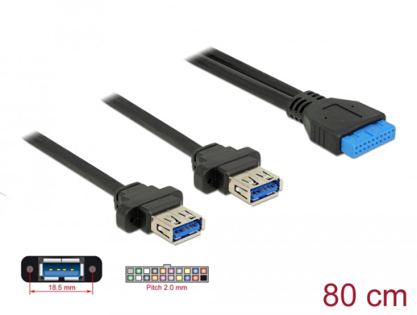DeLOCK 85244 USB Kabel 0,8 m Schwarz (85244)