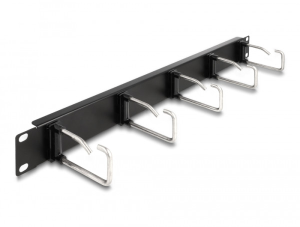 DeLOCK 19″ Kabelmanagement Rangierpanel mit 5 Metallbügel 1 HE schwarz (66918)