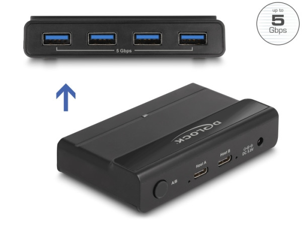 DeLOCK USB 5 Gbps Switch 4 x Gerät und 2 x Host (88066)