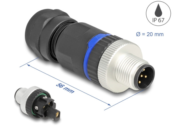 DeLOCK M12 Steckverbinder A-kodiert 5 Pin Stecker zur Montage mit Schraubanschluss (60534)