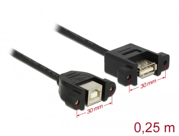 DeLOCK USB 2.0 B/A, 0.25m USB Kabel 0,25 m USB B USB A Schwarz (85107)