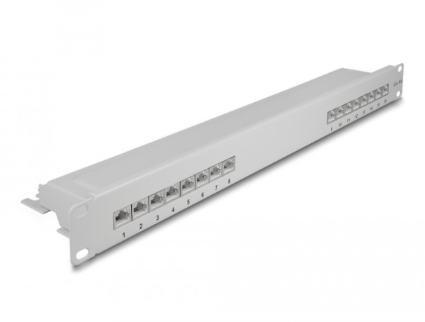 DeLOCK 19″ Patchpanel 16 Port Cat.6A 1 HE grau (66877)