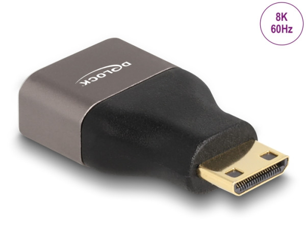 DeLOCK HDMI Adapter Mini-C Stecker zu A Buchse 8K 60 Hz grau Metall (60080)