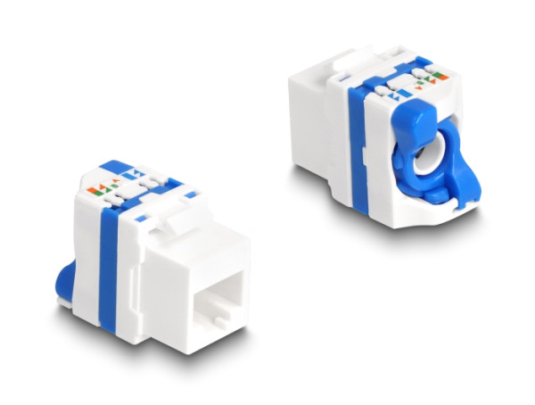 DeLOCK Keystone Modul RJ45 Buchse zu LSA Cat.6A werkzeugfrei mit blauen Drehverschluss (88130)