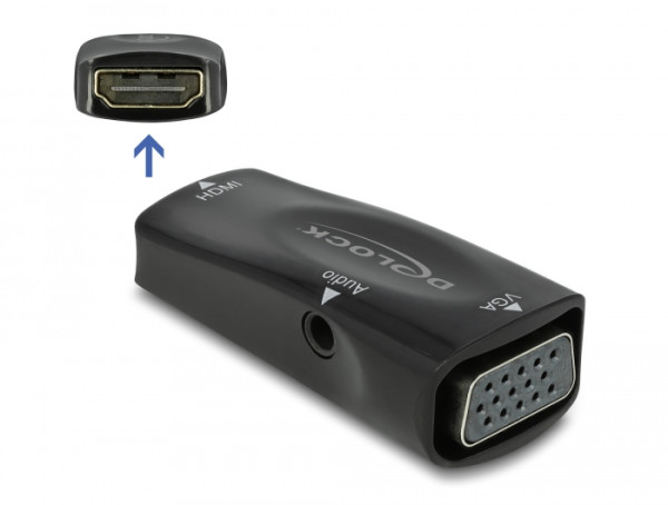 DeLOCK Adapter HDMI-A Buchse zu VGA Buchse 1080p mit Audio (66560)