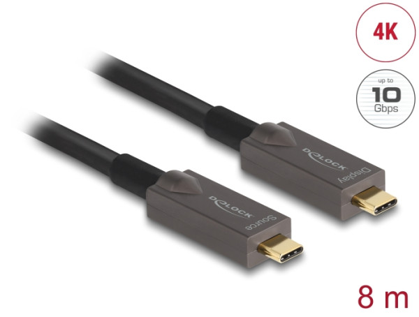 DeLOCK Aktives Optisches USB-C Video + Daten + PD Kabel 8 m (84147)