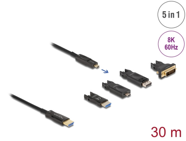 DeLOCK Aktives Optisches 5 in 1 HDMI Kabel 8K 60 Hz 30 m (86010)