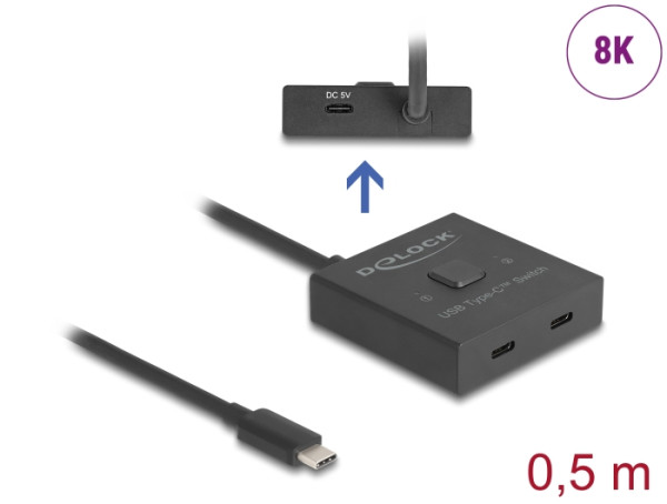 DeLOCK USB 10 Gbps USB Type-C Switch 2 auf 1 bidirektional 8K (18911)