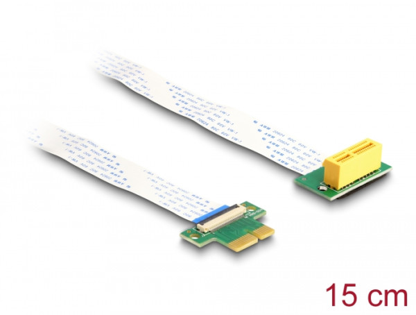 DeLOCK Riser Karte PCI Express x1 Stecker zu x1 Slot 90° gewinkelt mit FPC Kabel 15 cm (88021)