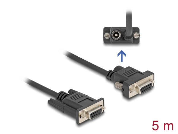 DeLOCK Seriell Kabel RS-232 D-Sub9 Buchse zu D-Sub9 Buchse Stromanschluss an Pin 9 5 m (88219)