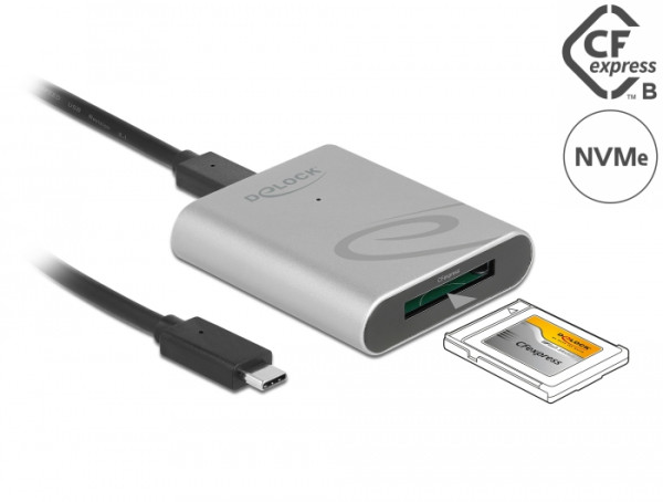 DeLOCK USB Type-C Card Reader im Aluminium Gehäuse für CFexpress Speicherkarten (91751)