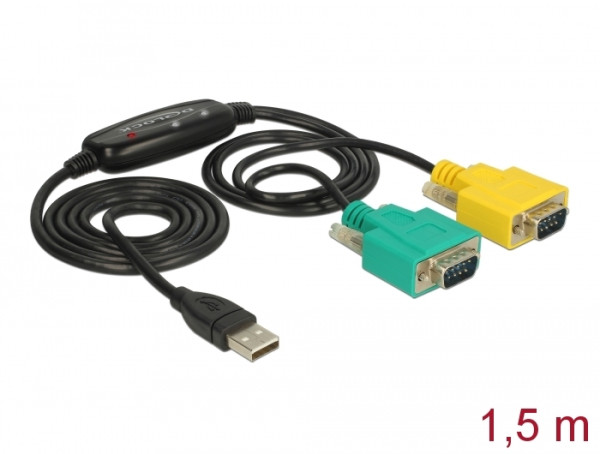 DeLOCK 63466 Serien-Kabel Schwarz, Grün, Gelb 1,5 m USB Typ-A DB-9 (63466)