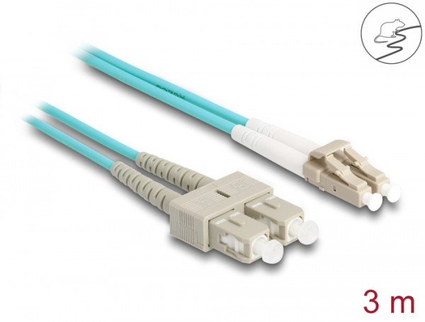 DeLOCK LWL Kabel mit Metallarmierung LC Duplex zu SC Duplex Multimode OM3 3 m (87912)
